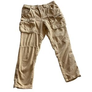 WE THE FREE Corduroy Cargo Pants Tan Low Rise Tapered Leg Size 28